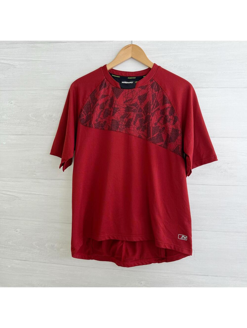 Nishiki - Maroon black short sleeve cycling t-shirt, L